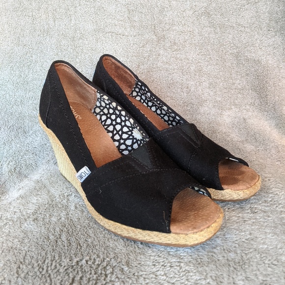 Toms Shoes - Toms Peep Toe Wedge Heels Women's Size 8